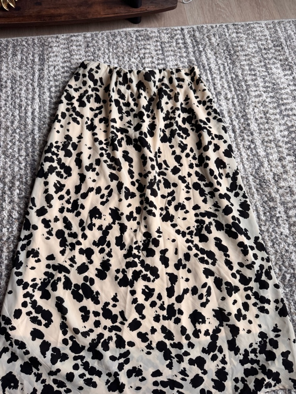 Japna Cream and Black Spotted Maxi Skirt
